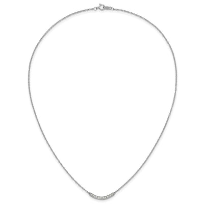 14K White Gold Polished 1/6 carat Diamond Curved Bar Necklace