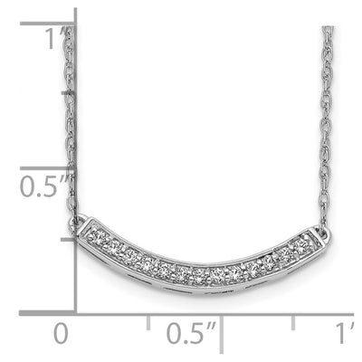 14K White Gold Polished 1/6 carat Diamond Curved Bar Necklace