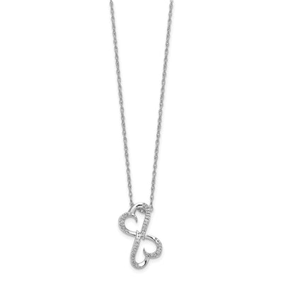 14K White Gold 1/20 carat Diamond Heart Infinity Pendant Necklace