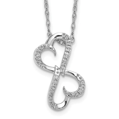 14K White Gold 1/20 carat Diamond Heart Infinity Pendant Necklace