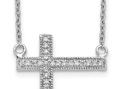 14K white gold diamond cross necklace