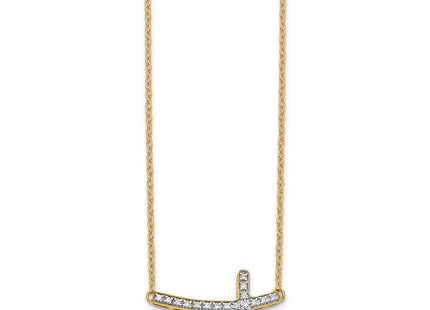 14K gold diamond cross necklace, alternate view