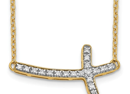 14K gold diamond cross necklace