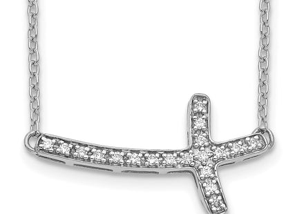 14K white gold diamond cross necklace
