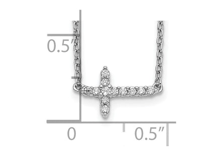 14K white gold diamond cross necklace, another view
