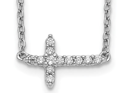 14K white gold diamond cross necklace