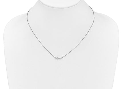 14k White Gold 1/6 carat Diamond Sideways Cross Necklace (Style PM4692-016-WA)