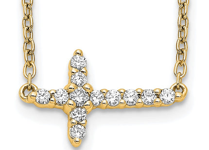 14K gold diamond cross necklace