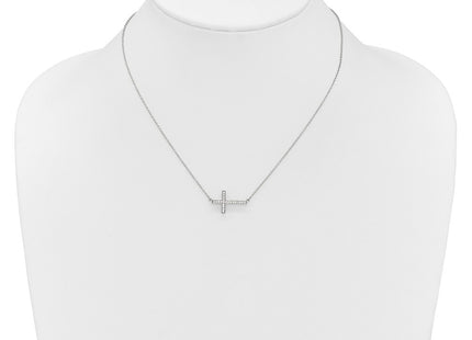 14K white gold diamond cross necklace, another view