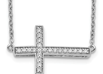 14K white gold diamond cross necklace