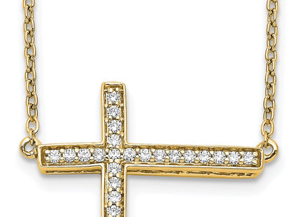 14K gold diamond cross necklace