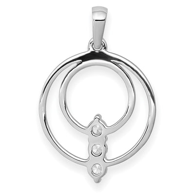14K White Gold Complete 1/4 carat Diamond Three-Stone Circle Pendant