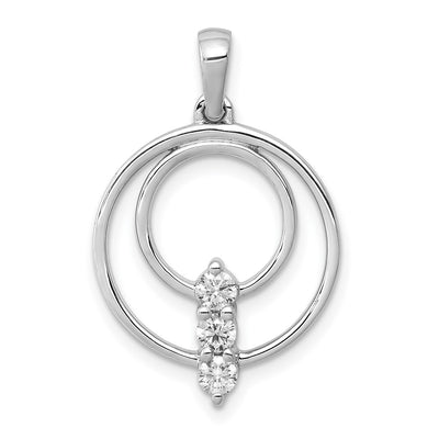 14K white gold diamond circle pendant