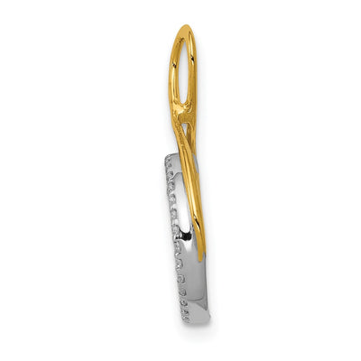 14K Two-tone 1/10 carat Diamond Fancy Circle Chain Slide