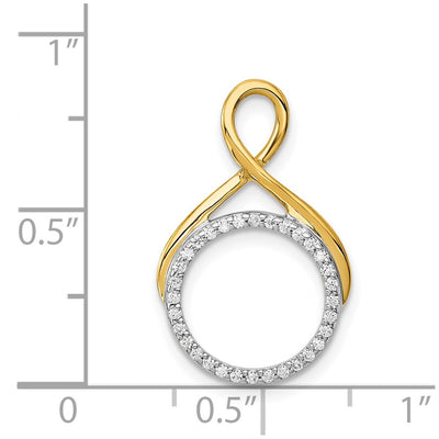 14K Two-tone 1/10 carat Diamond Fancy Circle Chain Slide