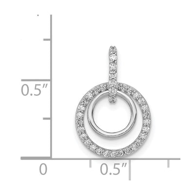 14K White Gold 1/4 carat Diamond Double Circle Dangle Pendant