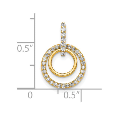 14K Polished 1/4 carat Diamond Double Circle Dangle Pendant