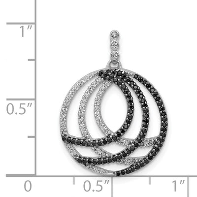 14K White Gold 3/8 carat White and Black Diamond Fancy Circle Chain Slide