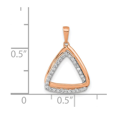 14K Rose Gold 1/6 carat Diamond Double Triangle Pendant
