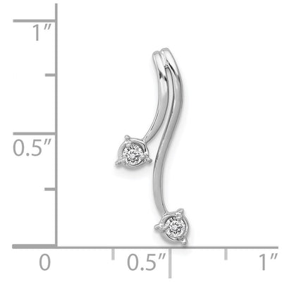 14K White Gold 1/10 carat Diamond Double Curved Lines Chain Slide