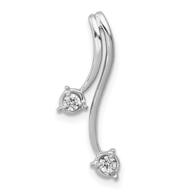 14K White Gold 1/10 carat Diamond Double Curved Lines Chain Slide