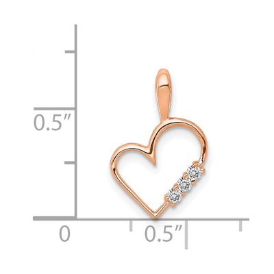 14K Rose Gold AA 1/. Diamond Heart Pendant