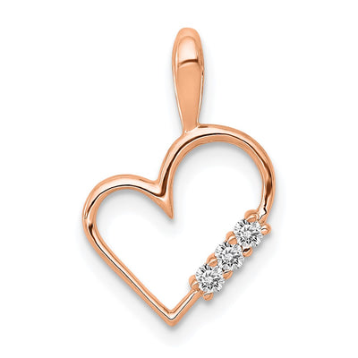 14K Rose Gold AA 1/. Diamond Heart Pendant