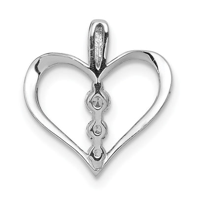 14K White Gold 1/. Diamond 3-stone Heart Pendant