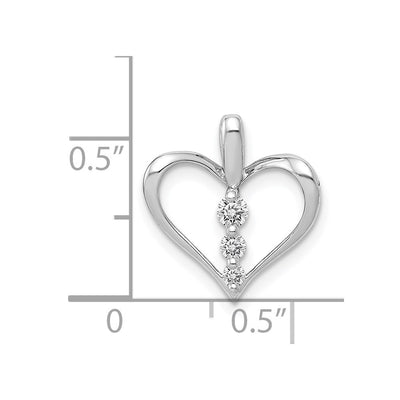 14K White Gold 1/. Diamond 3-stone Heart Pendant