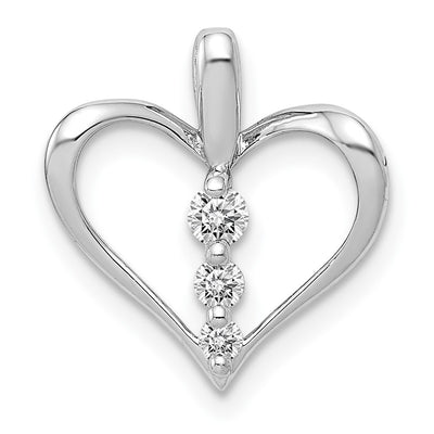 14K White Gold 1/. Diamond 3-stone Heart Pendant