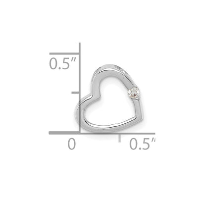 14K White Gold AA Diamond Heart Chain Slide
