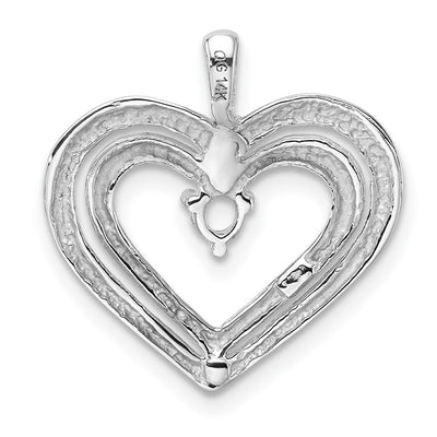 14K White Gold Double Heart Diamond Pendant Mounting