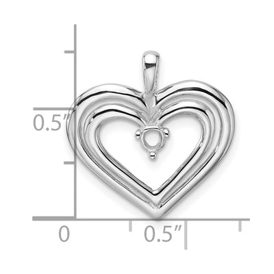 14K White Gold Double Heart Diamond Pendant Mounting