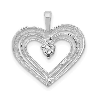 14K White Gold AA Diamond Double Heart Pendant