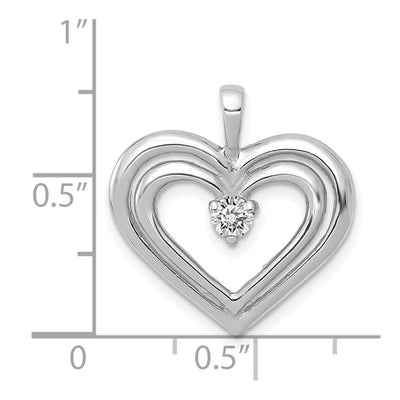 14K White Gold AA Diamond Double Heart Pendant