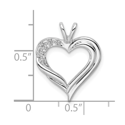 14K White Gold Fancy Heart Pendant Mounting