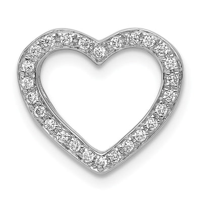 14K White Gold 1/. Diamond Heart Chain Slide