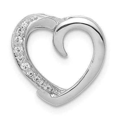 14K White Gold 1/. Diamond Heart Chain Slide