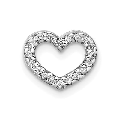 14K White Gold 1/. Diamond Heart Chain Slide