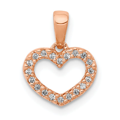 14K Rose Gold .. Diamond Heart Pendant