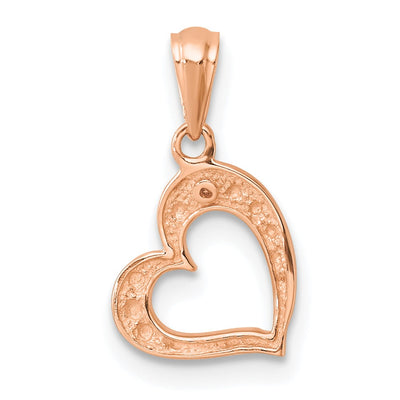 14K Rose Gold .. Diamond Heart Pendant