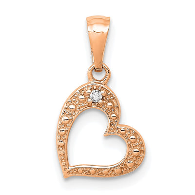 14K rose gold diamond heart pendant