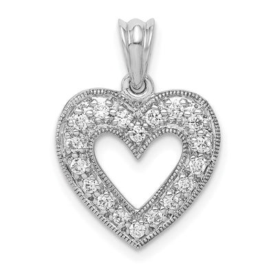 14K White Gold 1/. Diamond Heart Pendant