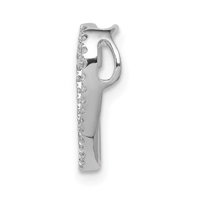 14K White Gold 1/. Diamond Vintage Heart Chain Slide