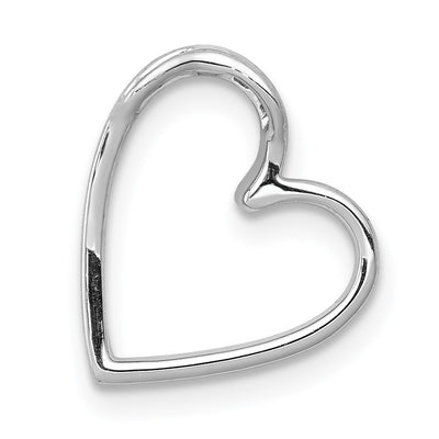 14K White Gold 1/. Diamond Vintage Heart Chain Slide