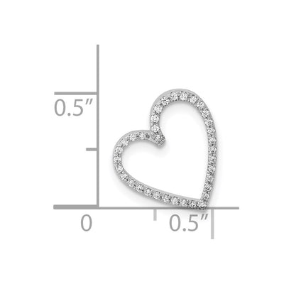 14K White Gold 1/. Diamond Vintage Heart Chain Slide