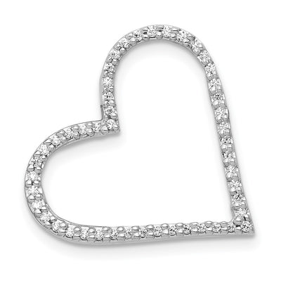 14K White Gold 1/. Diamond Heart Chain Slide