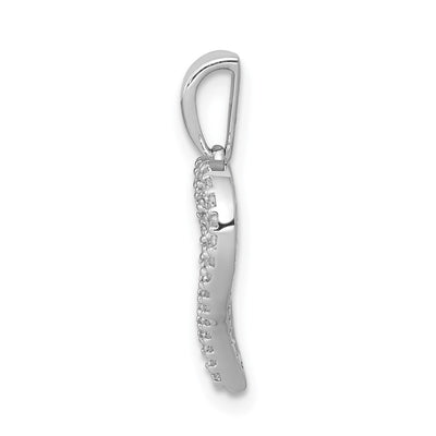 14K White Gold 1/. Diamond 2-row Heart Pendant