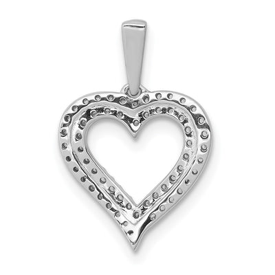14K White Gold 1/. Diamond 2-row Heart Pendant