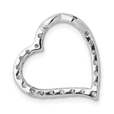 14K White Gold 1/. Diamond Curved Heart Chain Slide
